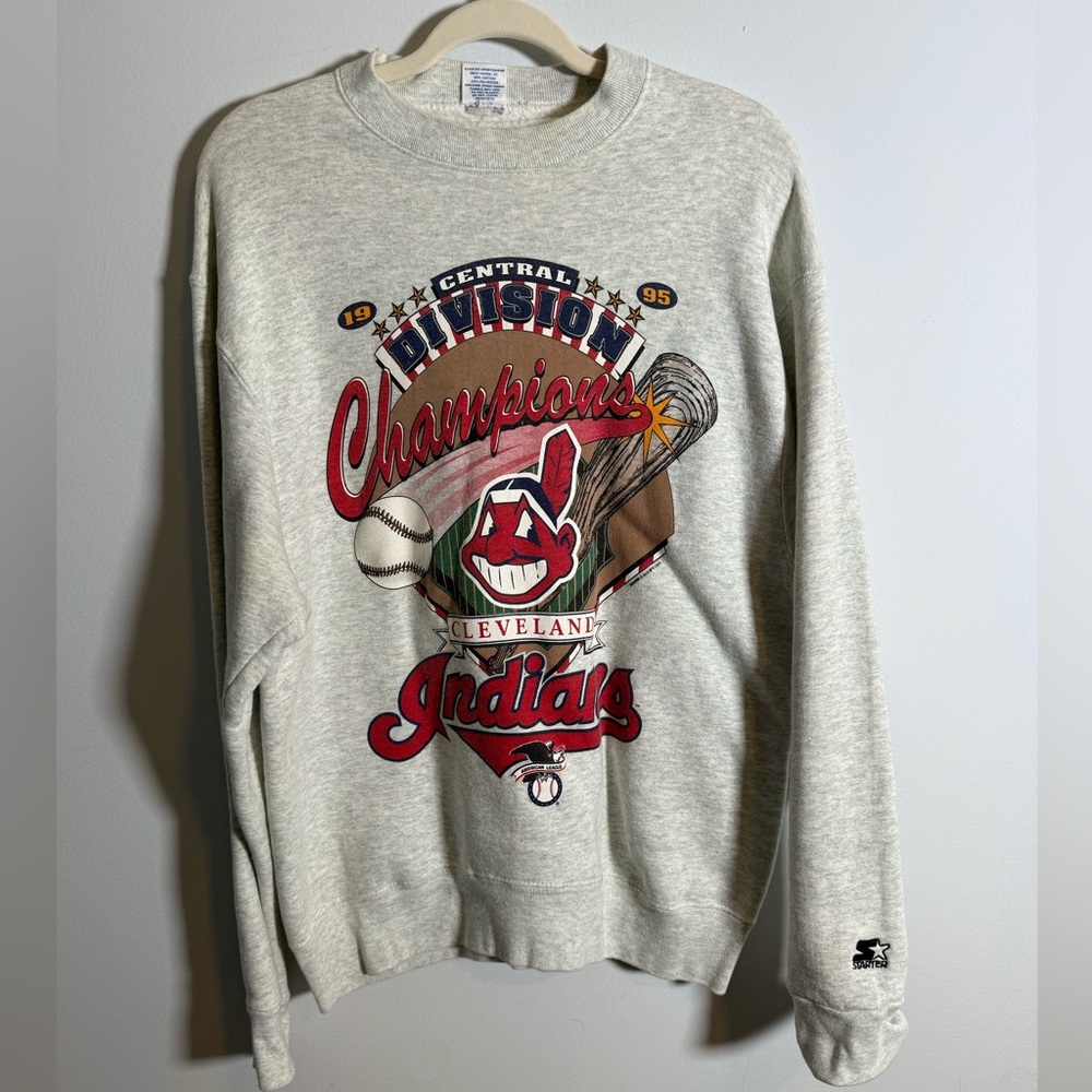 Vintage 1995 Cleveland Indians Central Division Champions‎ Starter 90s Graphic L